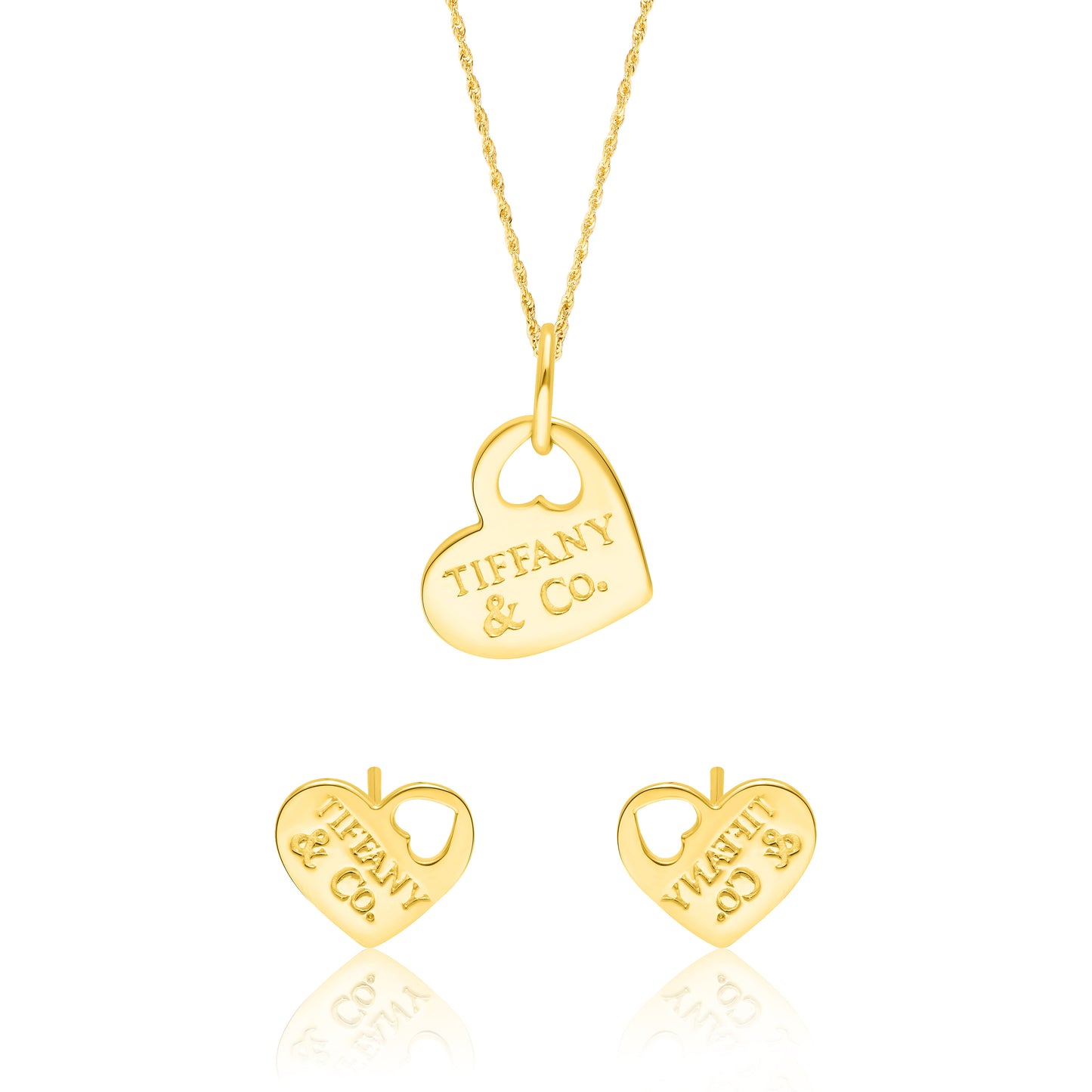 18K Pure Gold T.F Heart Jewelry Set