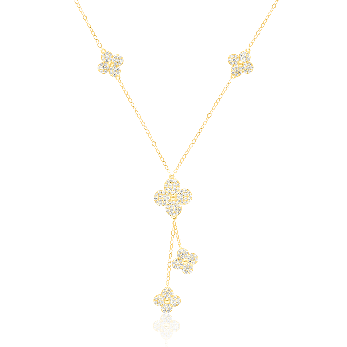 18K Pure Gold Hanging V.C Stone Necklace