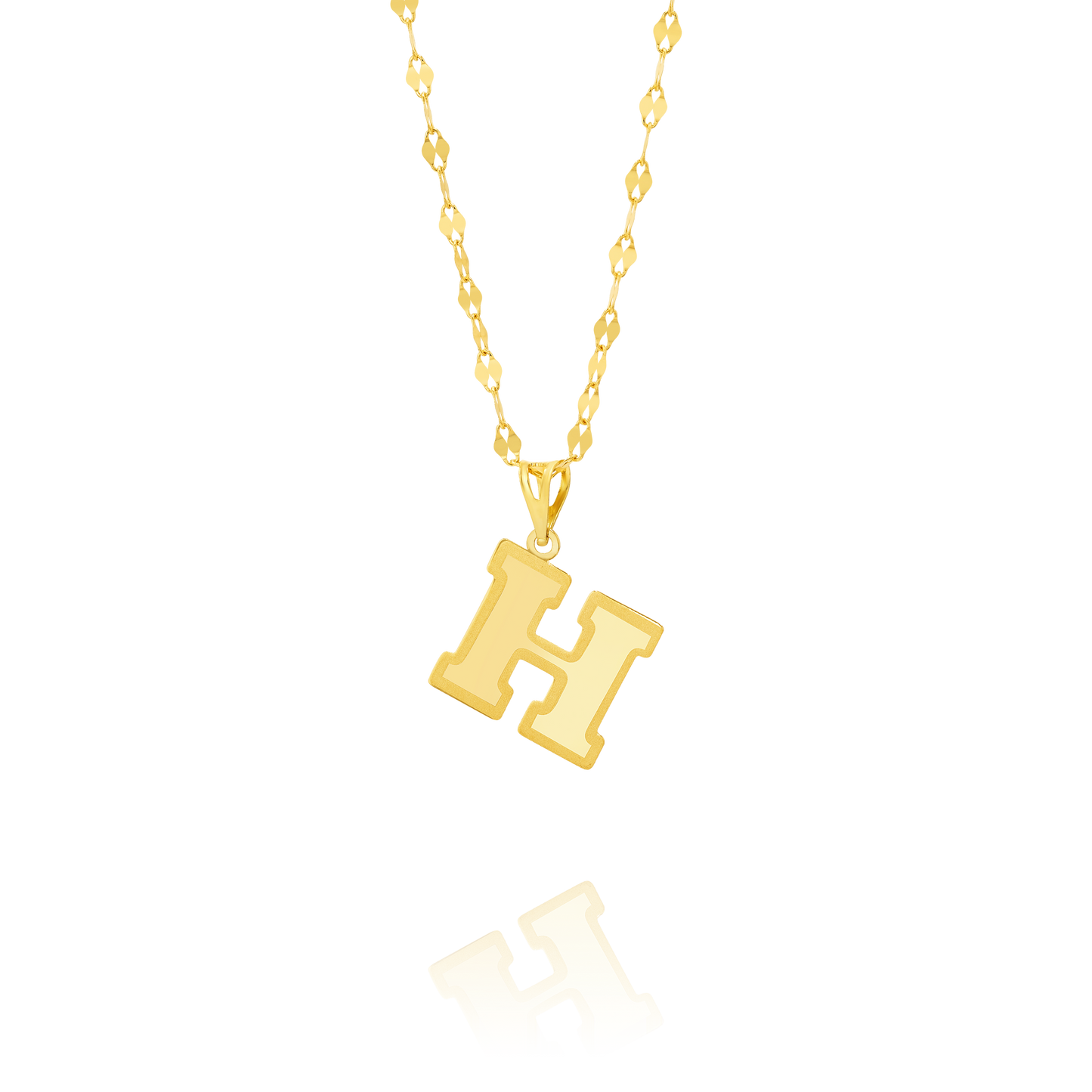 18K Pure Gold Letter H Necklace