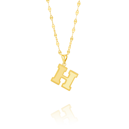 18K Pure Gold Letter H Necklace