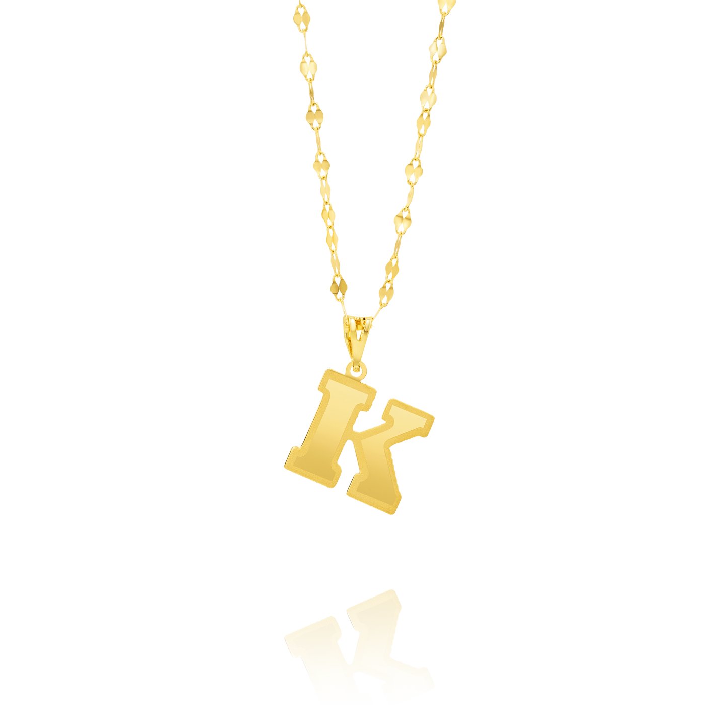 18K Pure Gold Letter K Necklace
