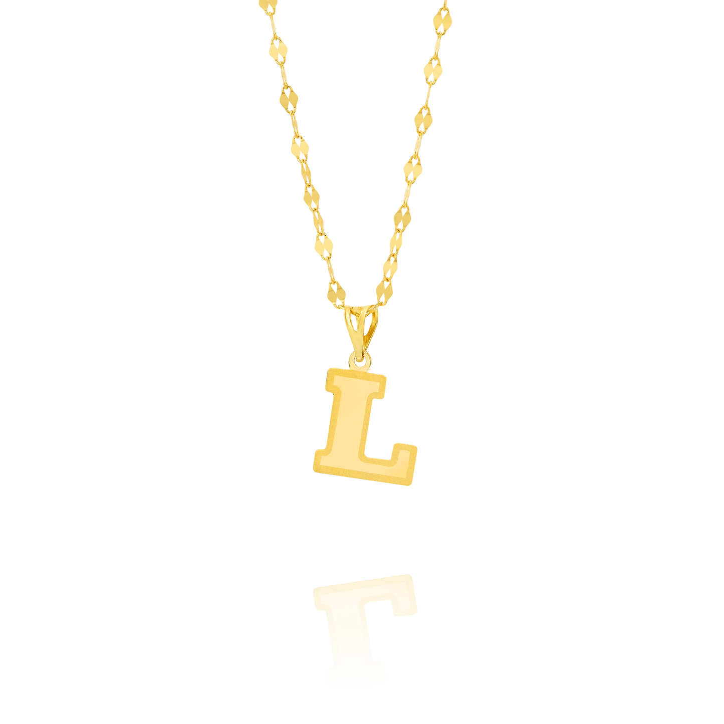 18K Pure Gold Letter L Necklace