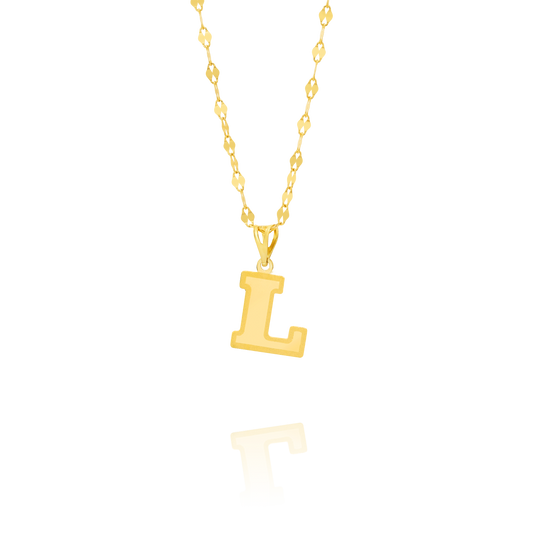 18K Pure Gold Letter L Necklace