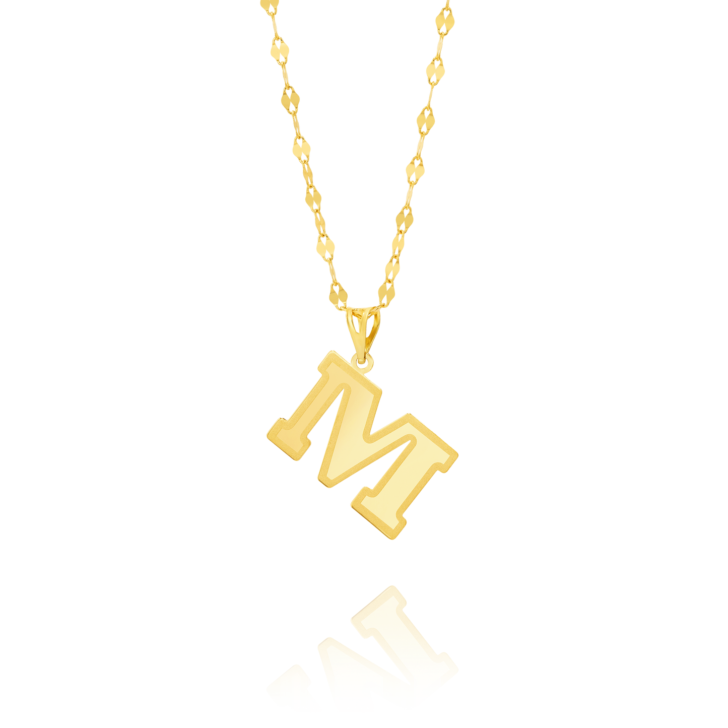 18K Pure Gold Letter M Necklace