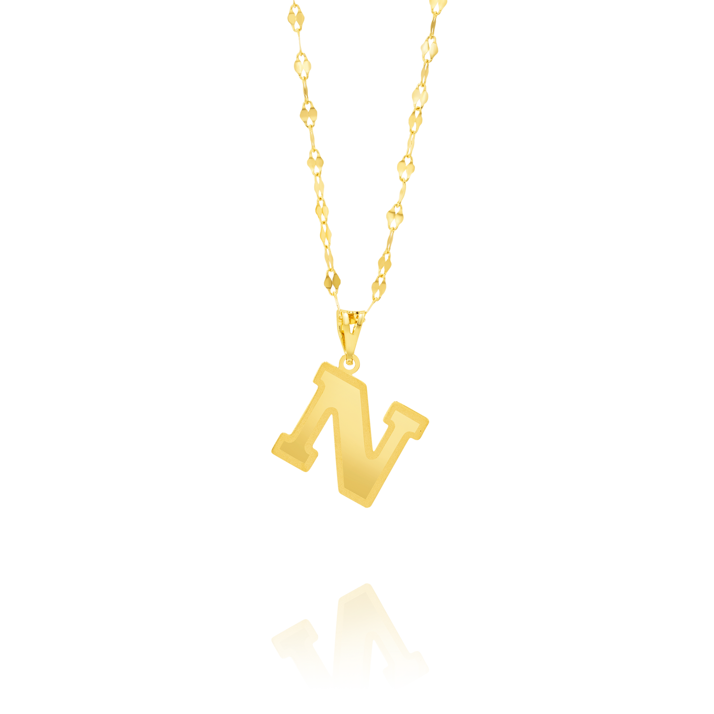 18K Pure Gold Letter N Necklace