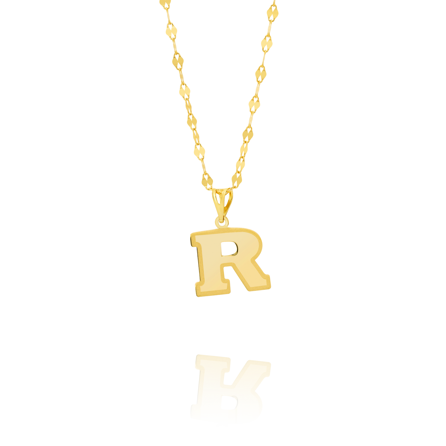 18K Pure Gold Letter R Necklace
