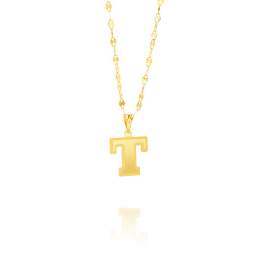 18K Pure Gold Letter T Necklace