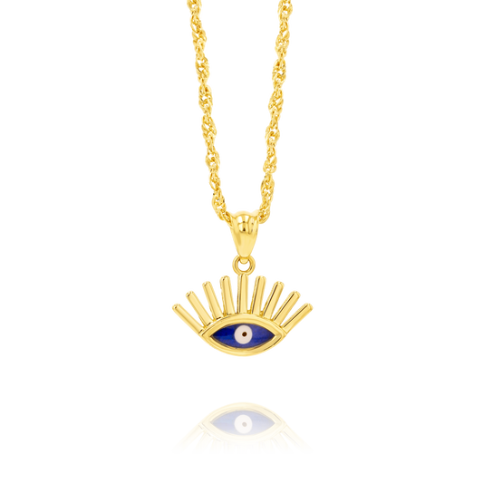 18K Pure Gold Eye Necklace