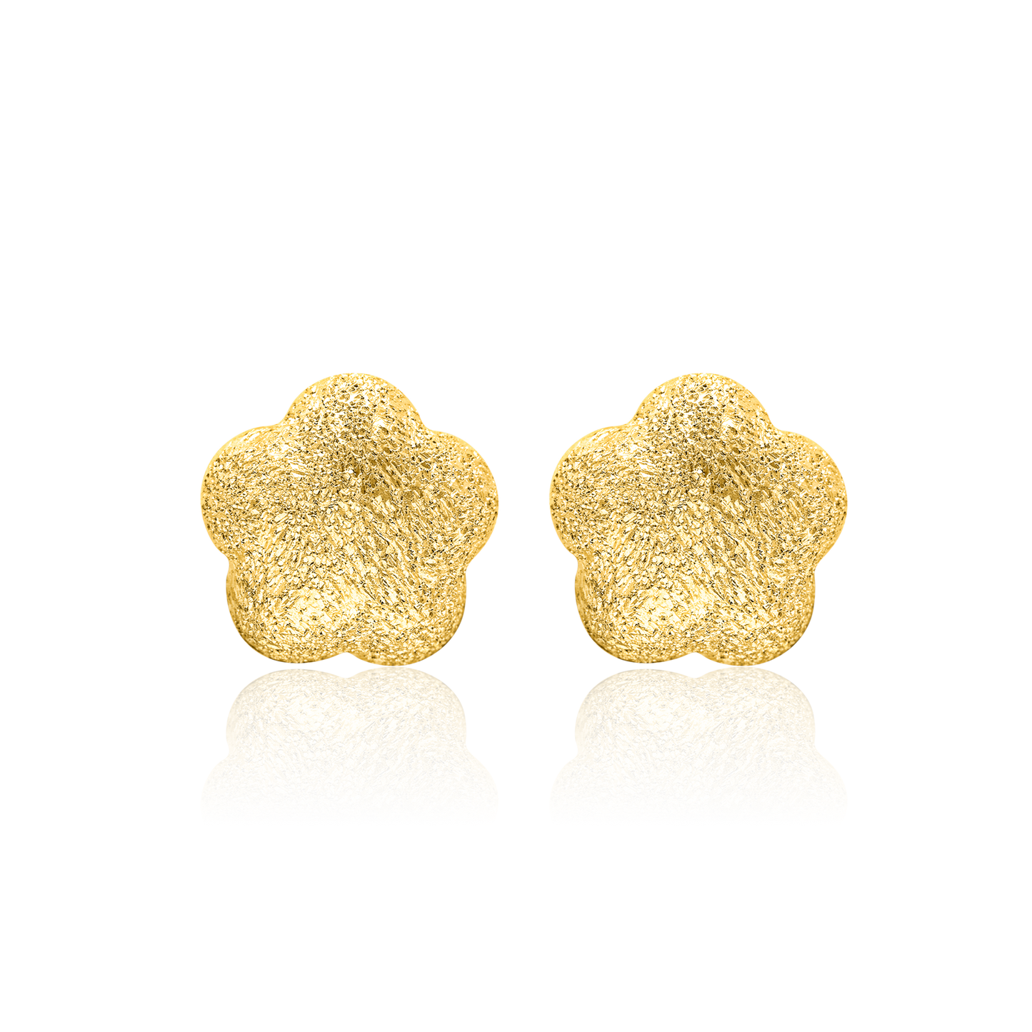 18K Pure Gold Fine Flower Earring Set