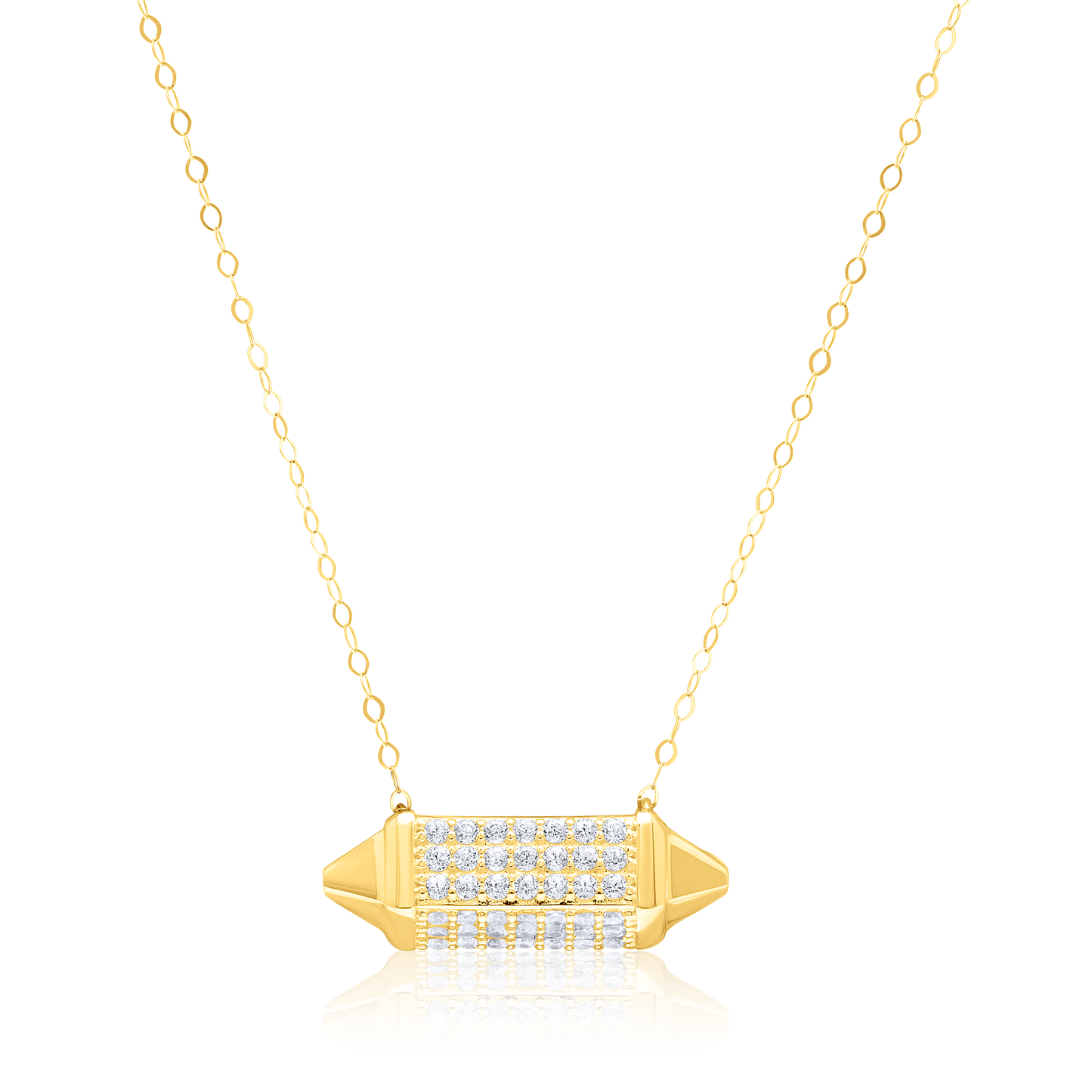 18K Pure Gold Long Stone Necklace