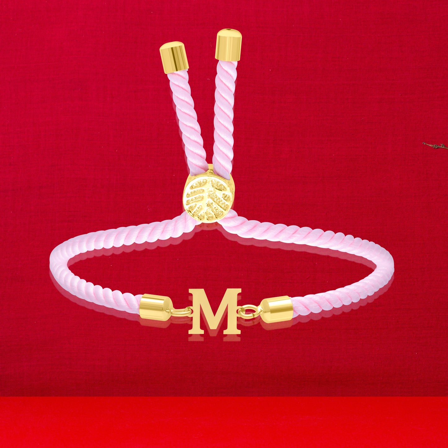 18K Pure Gold Thread Adjustable Letter M Bracelet