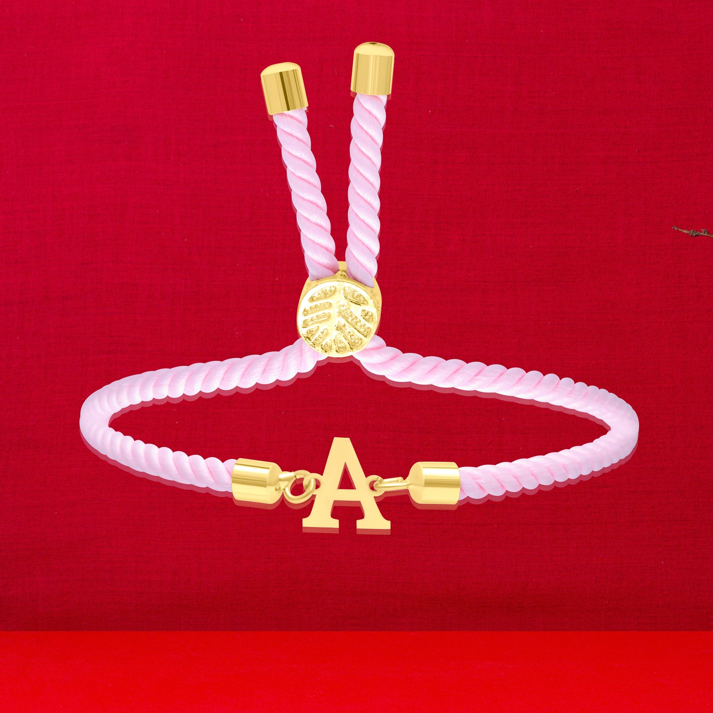 18K Pure Gold Thread Adjustable Letter A Bracelet