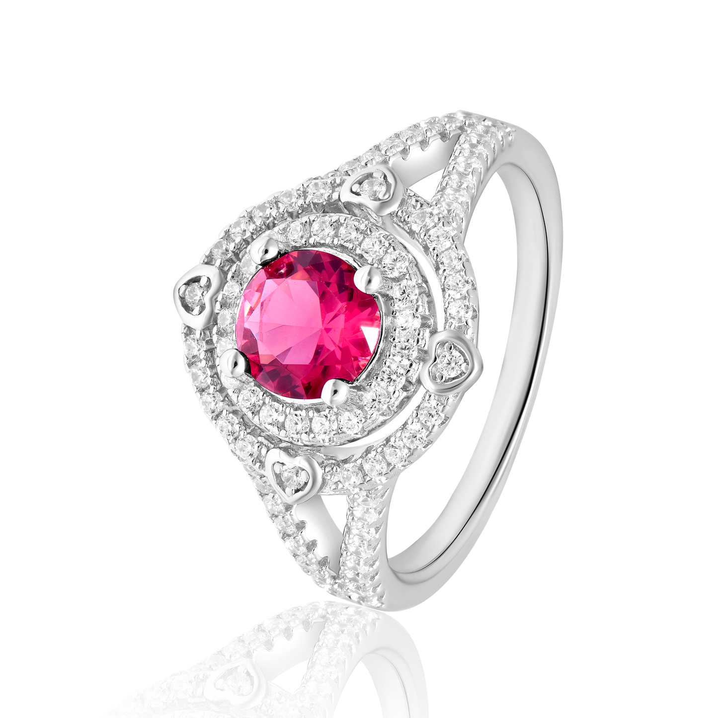 Real 925 Sterling Pink Stone Silver Rings