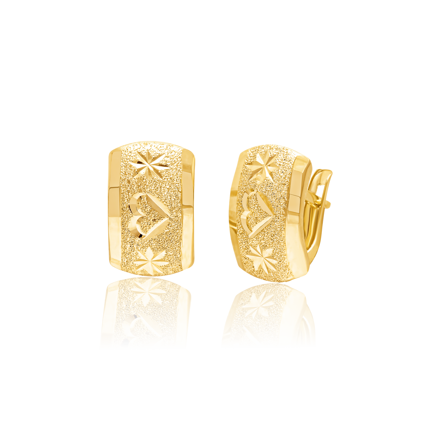 18K Pure Gold Curved Clip Earring Set