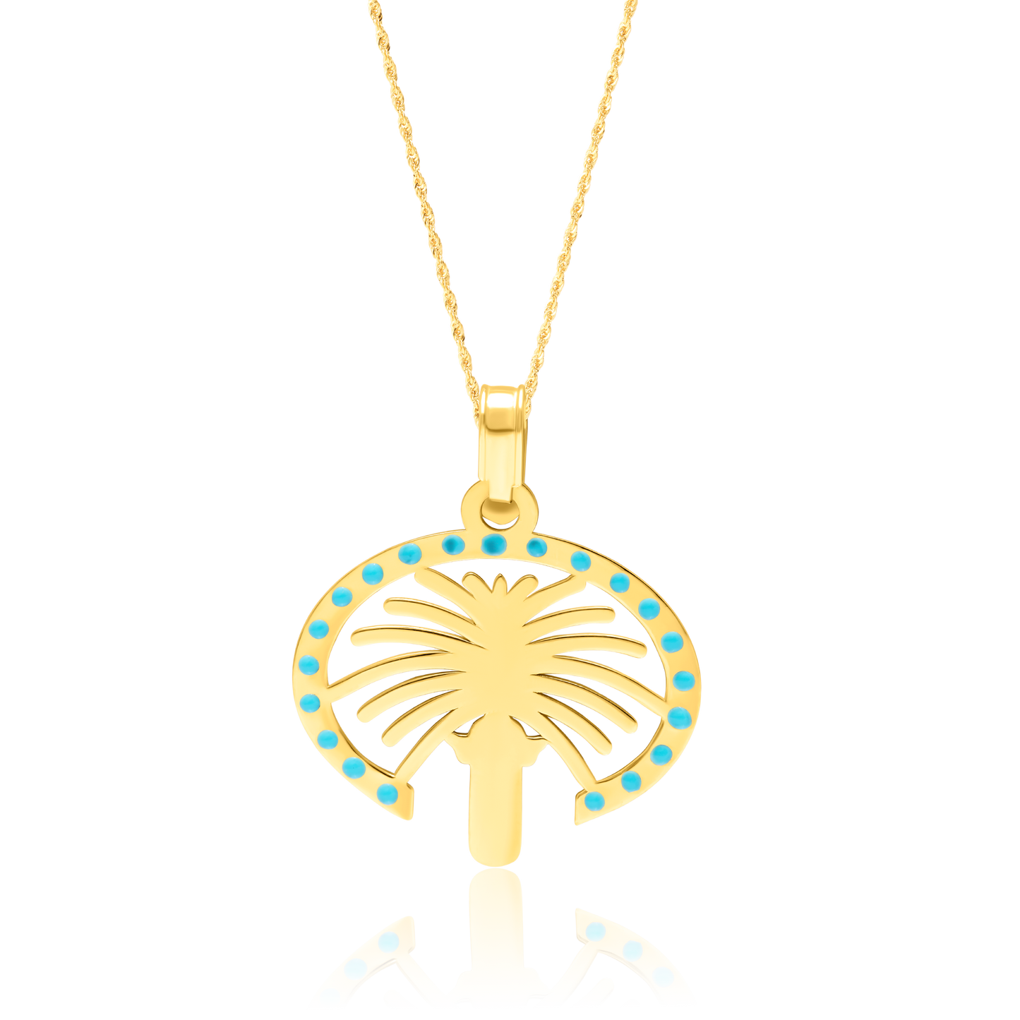 18K Pure Gold Palm Tree Necklace