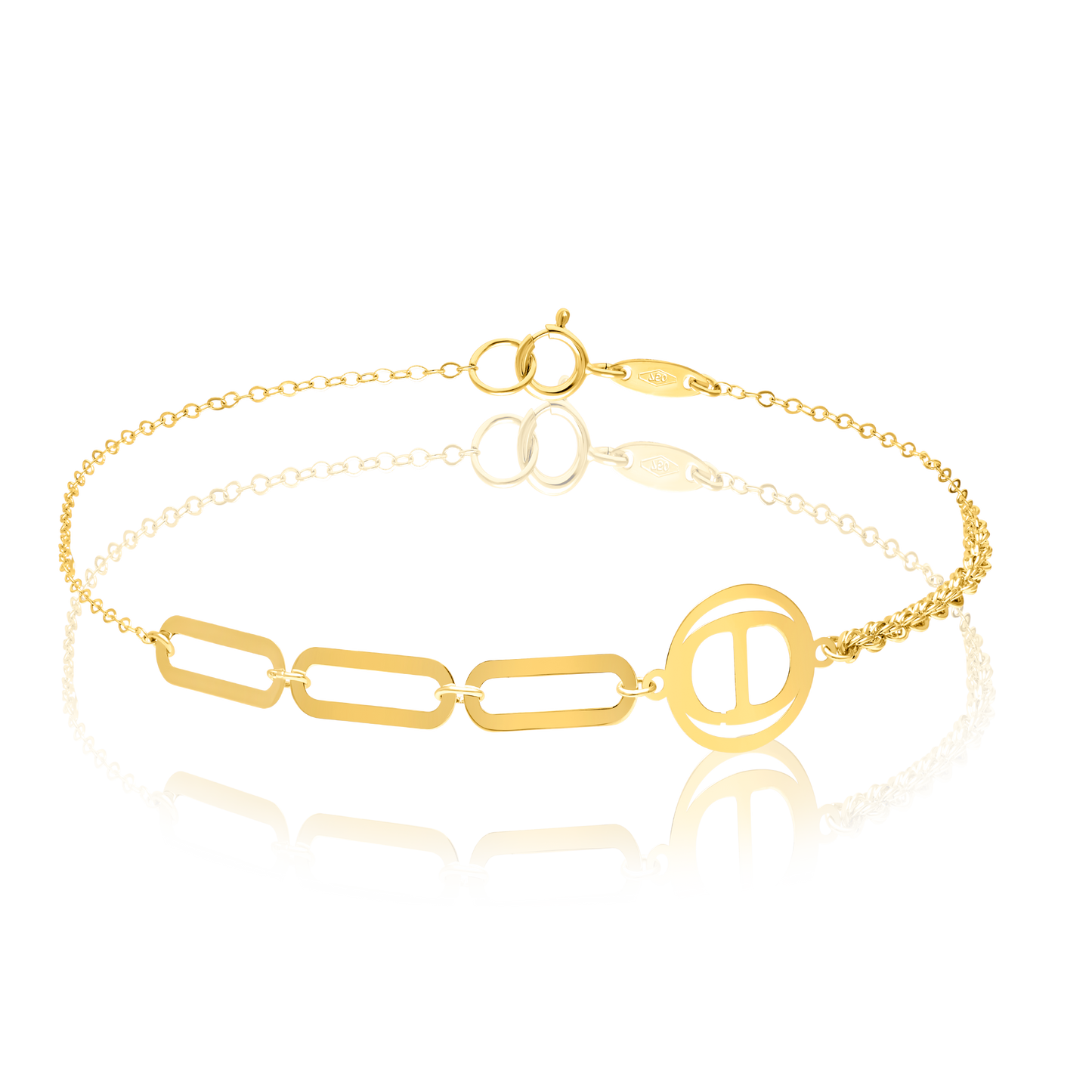 18K Pure Gold C.D Linked Rope Bracelet