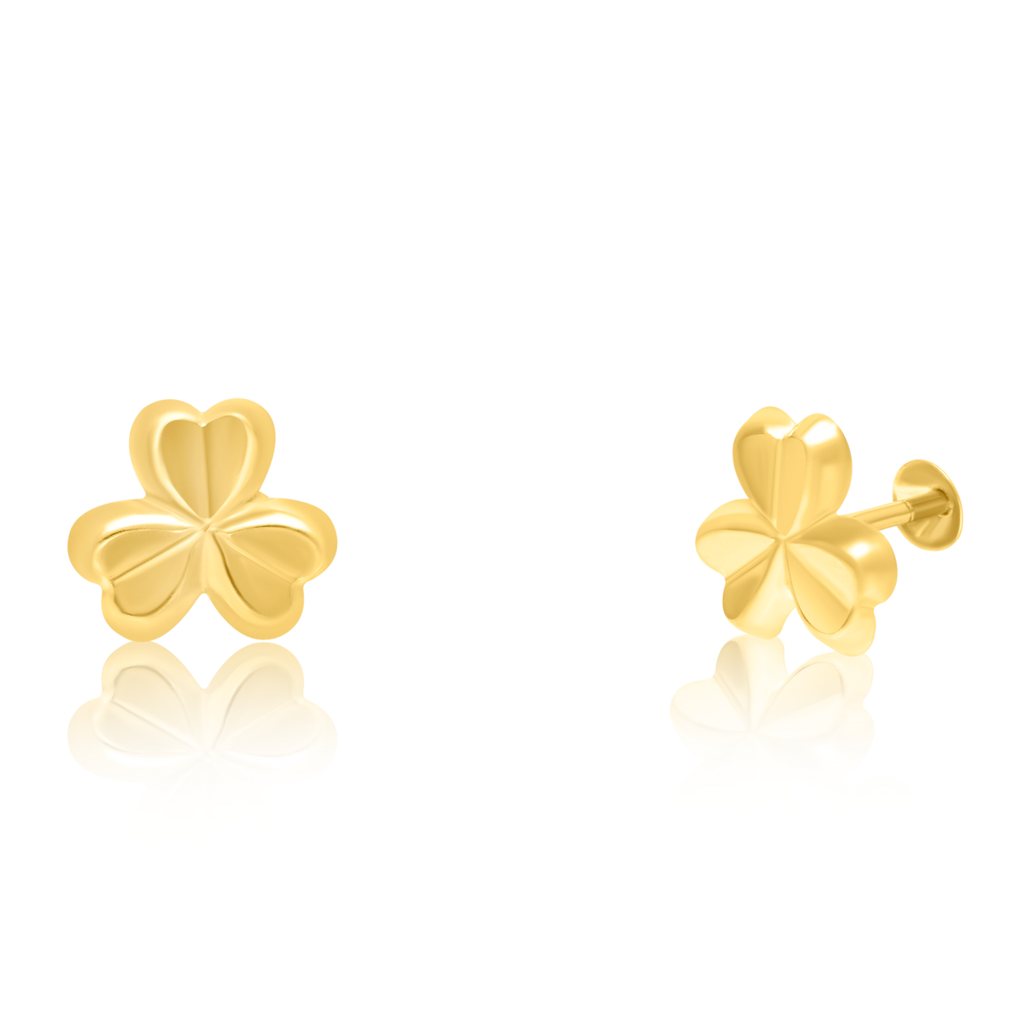 18K Pure Gold Flower Screw Earring Set