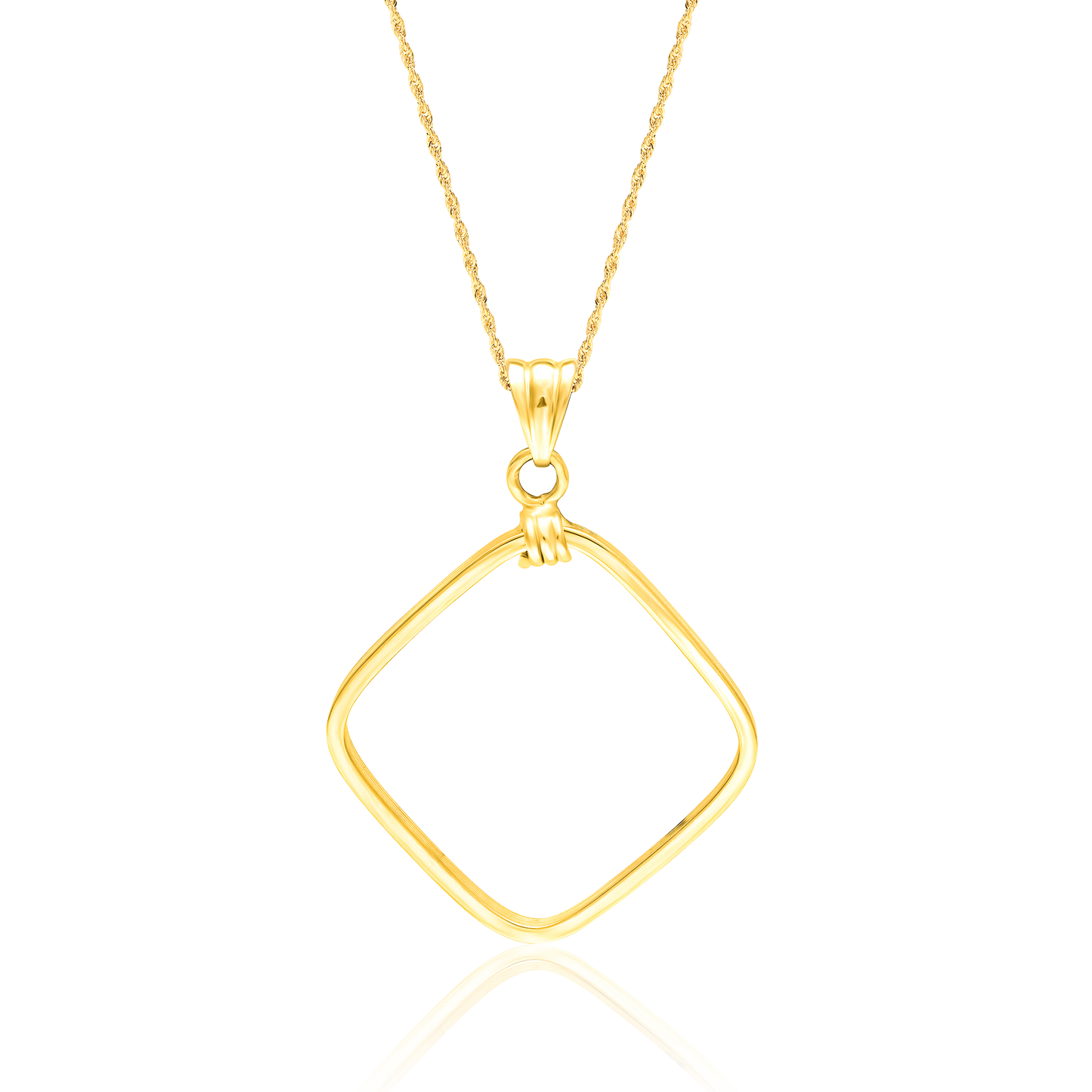 18K Pure Gold Square Necklace