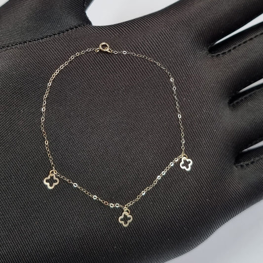 18K Pure Gold Charm Flower Bracelet