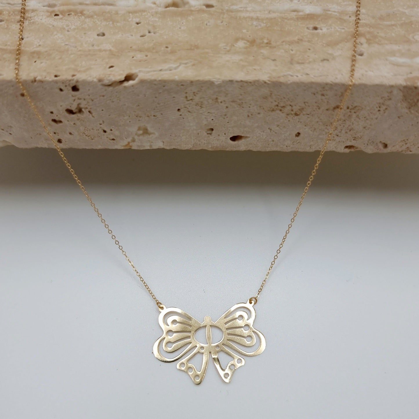 18K Pure Gold Butterfly Necklace