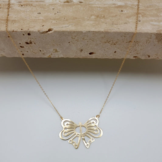 18K Pure Gold Butterfly Necklace
