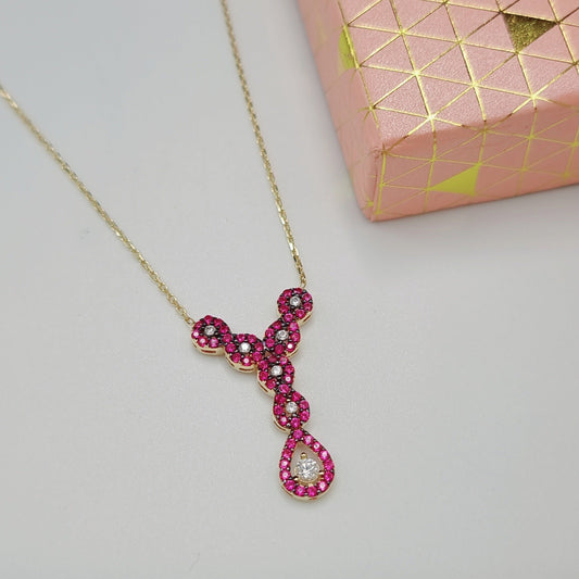 18K Pure Gold Swarski Necklace