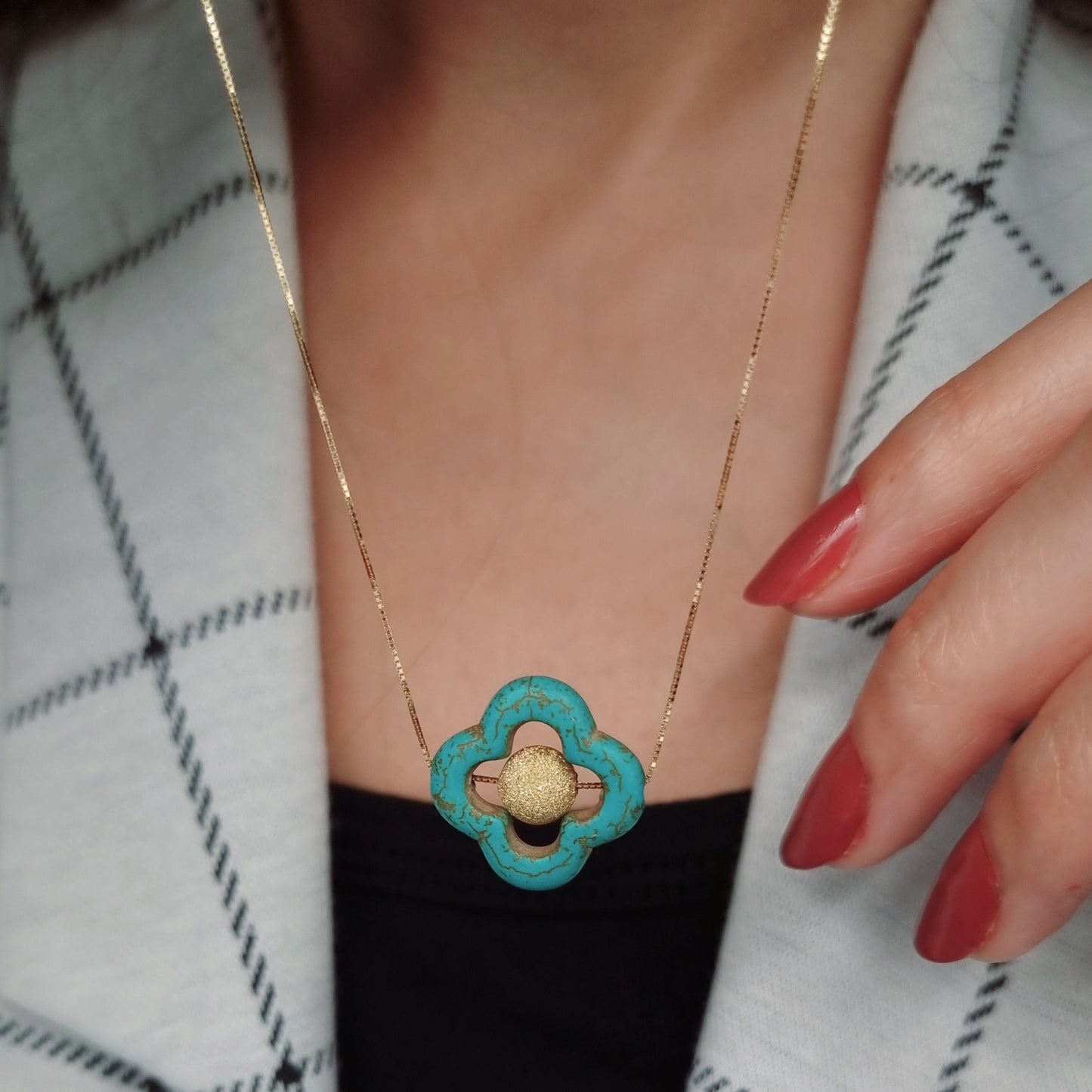 18K Pure Gold Ball Necklace