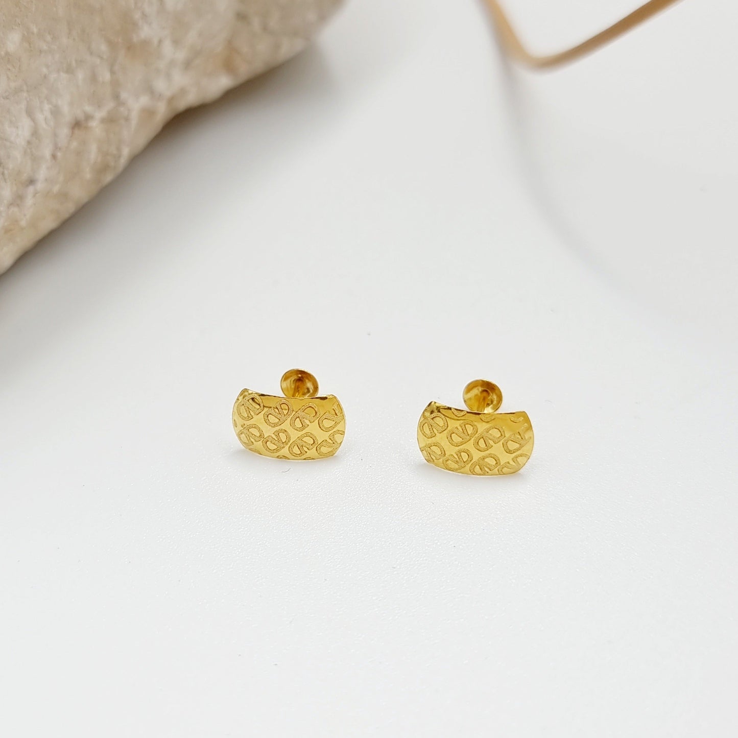 18K Pure Gold C.V.D Stud Earring Set