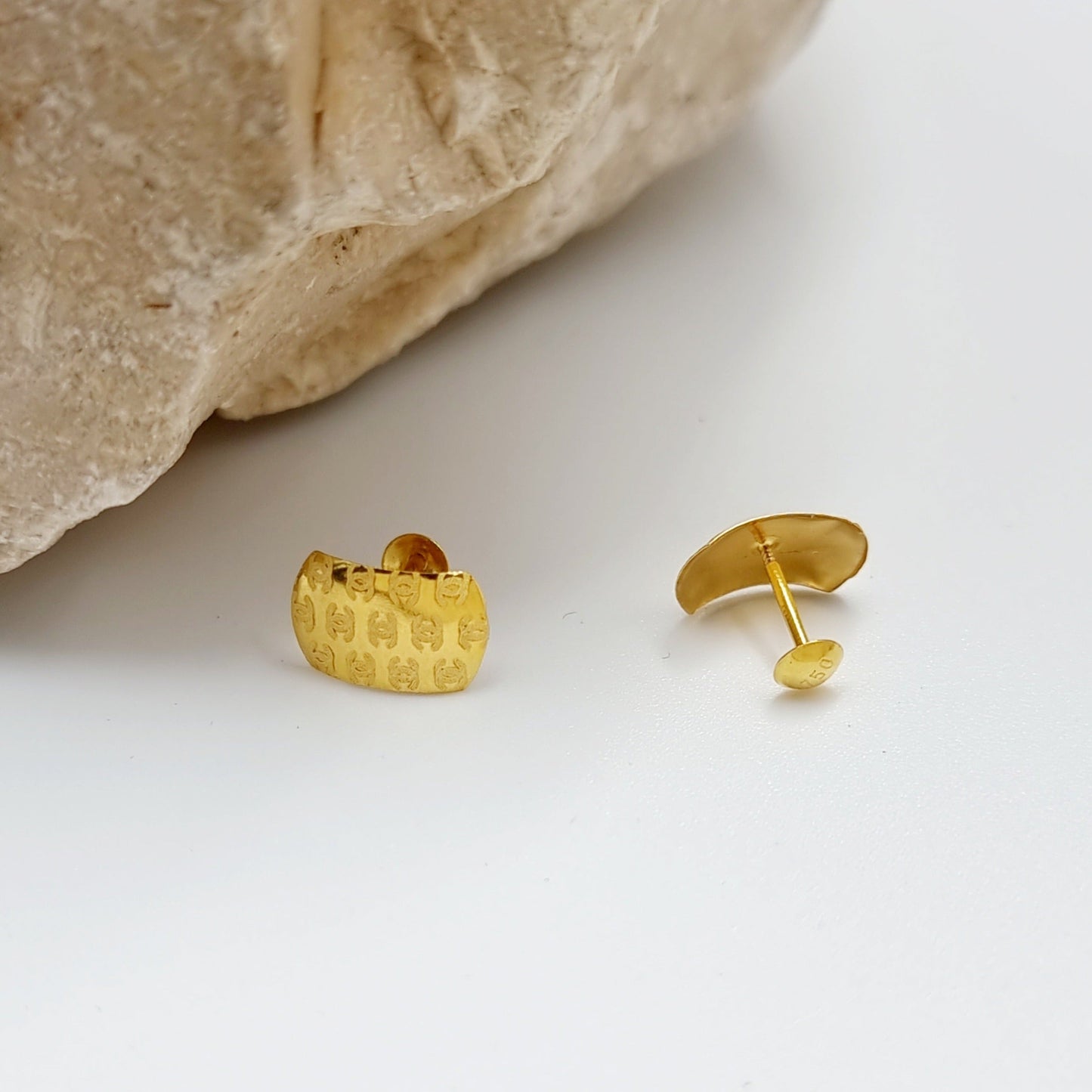 18K Pure Gold C.H Stud Earring Set