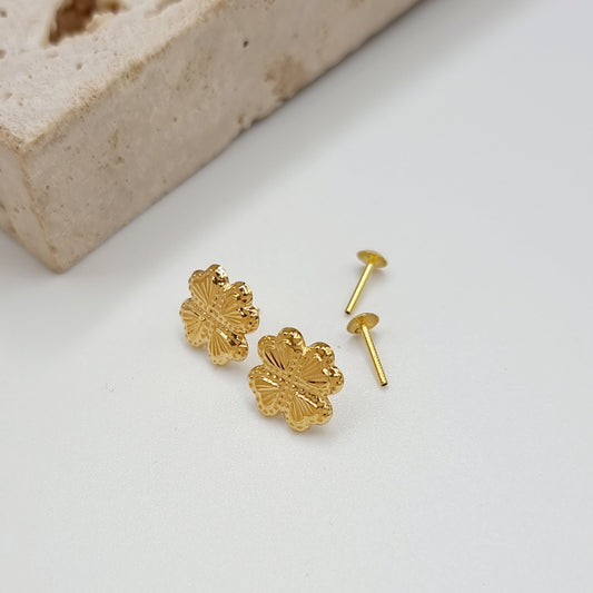 18K Pure Gold Butterfly Screw Earring Set