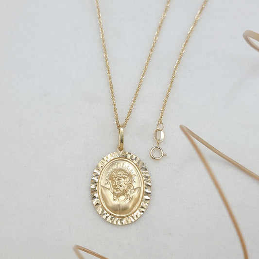 18K Pure Gold Jesus Necklace