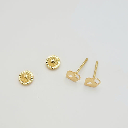 18K Pure Gold Heart Lock Screw Earring Set