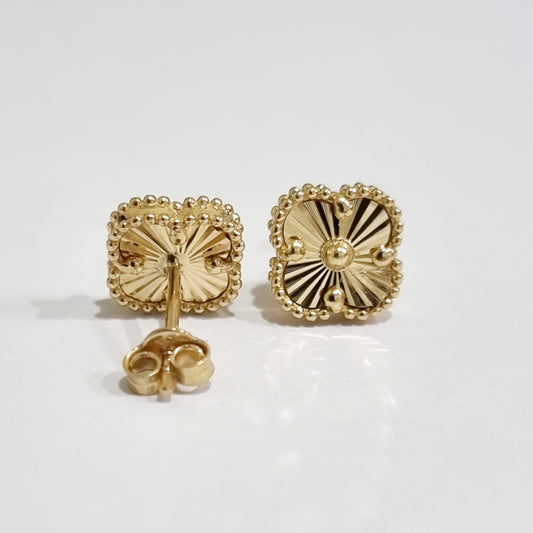 18K Pure Gold Flower Earring Set