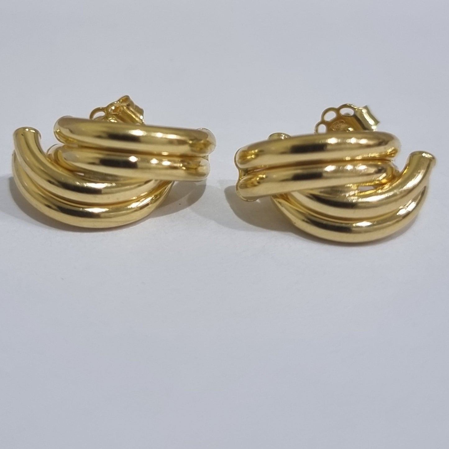 18K Pure Gold Curved Earring Set