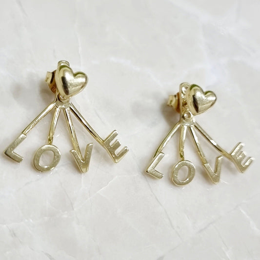 18K Pure Gold Heart Love Earring Set