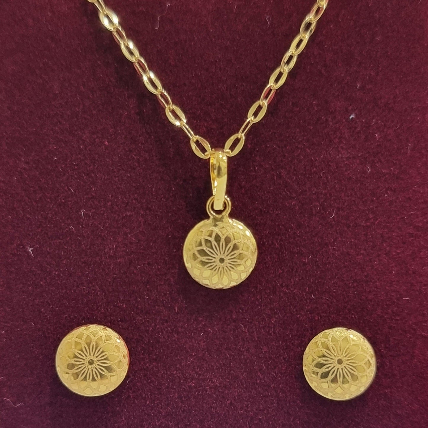 18K Pure Gold Fine Round Jewelry Set