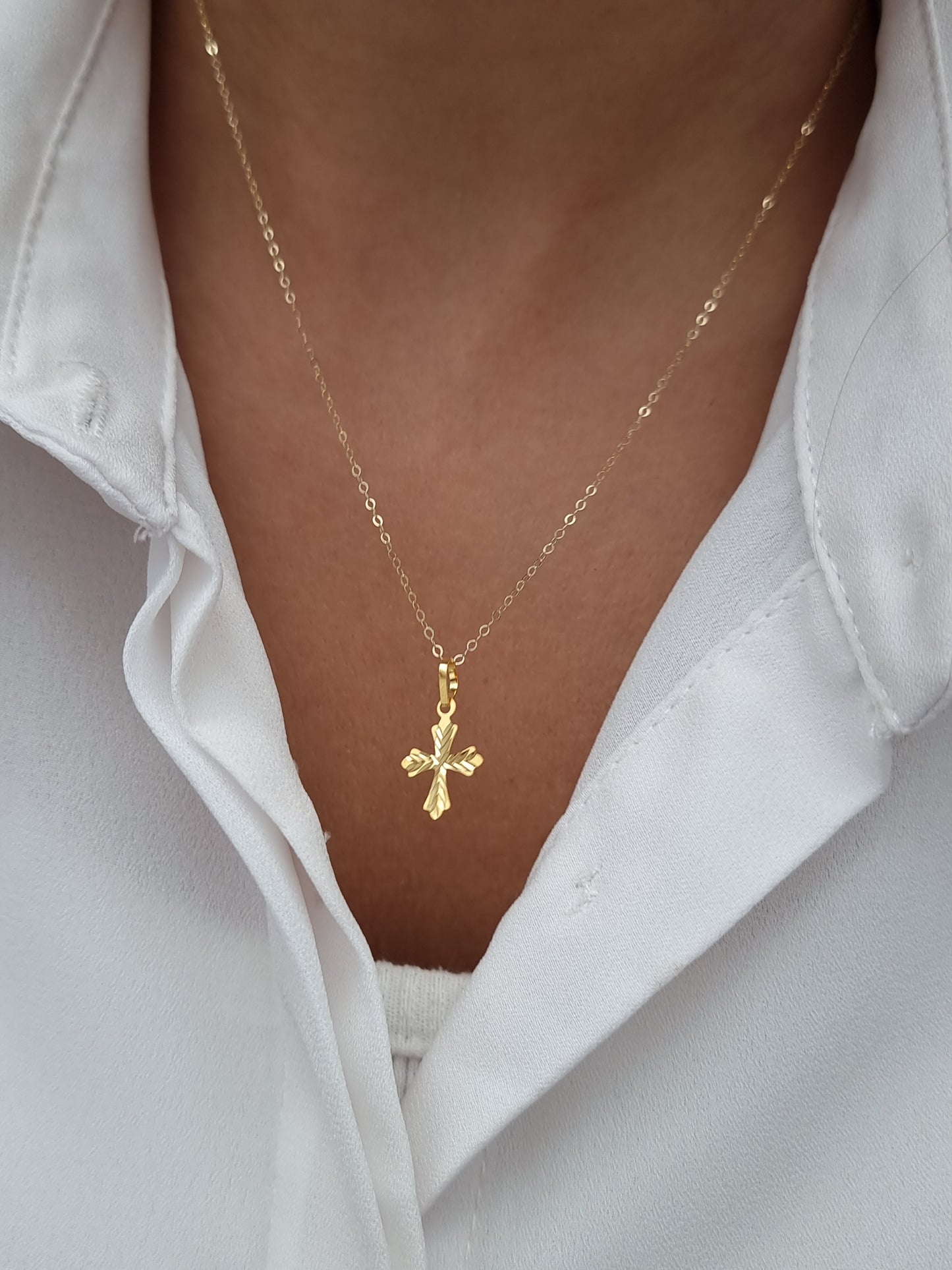 18K Pure Gold Cross Necklace