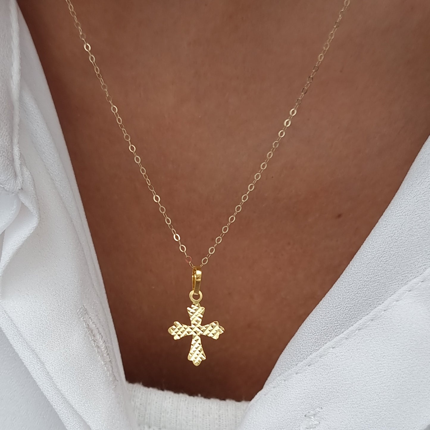 18K Pure Gold Cross Necklace