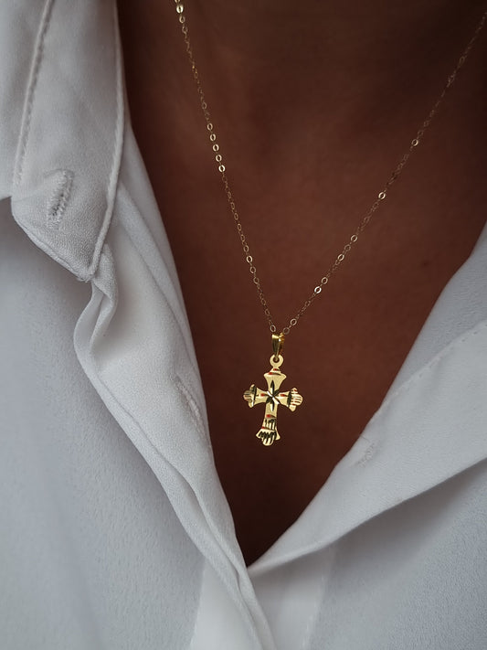 18K Pure Gold Cross Necklace