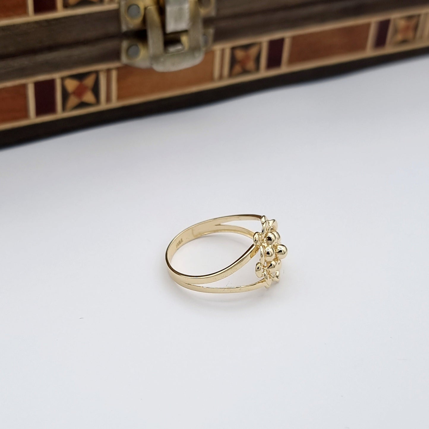 18K Pure Gold Fine Flower Ring