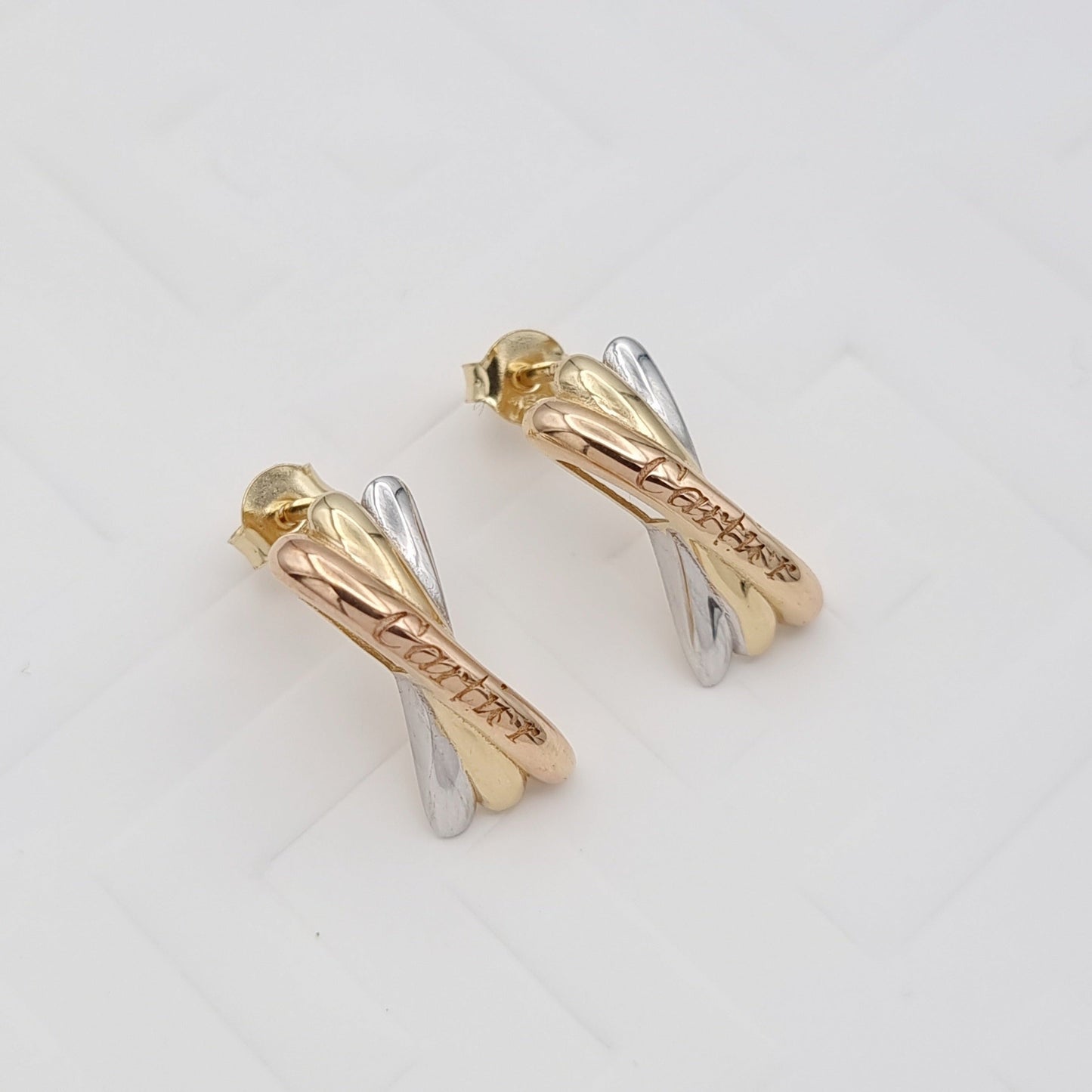 18K Pure Gold 3 Color Earring Set