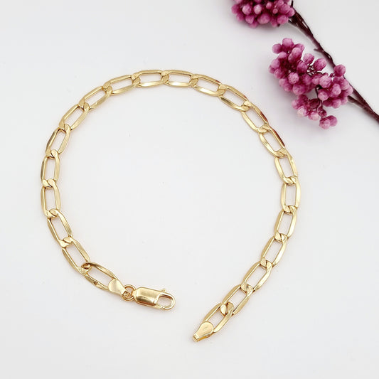 18K Pure Gold Flat Linked Bracelet