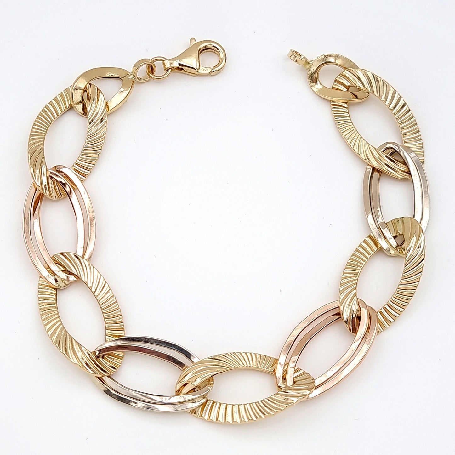 18K Pure Gold Oval Linked Bracelet