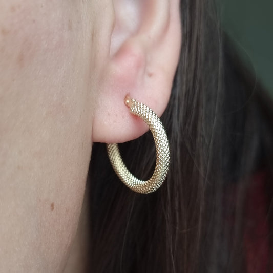 18K Pure Gold Round Earrings