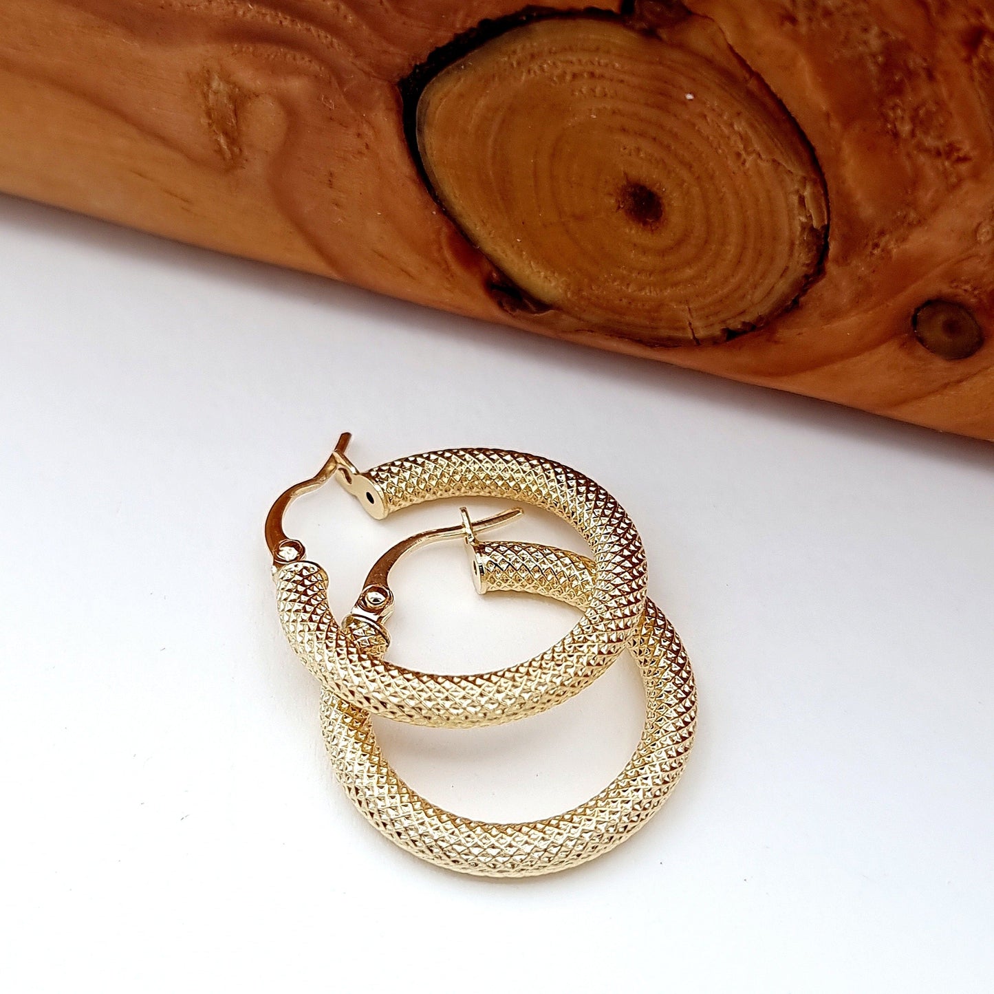 18K Pure Gold Round Earrings