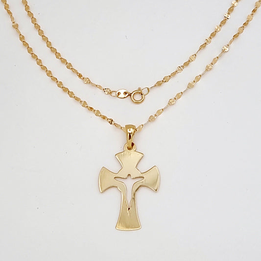 18K Pure Gold Cross Necklace