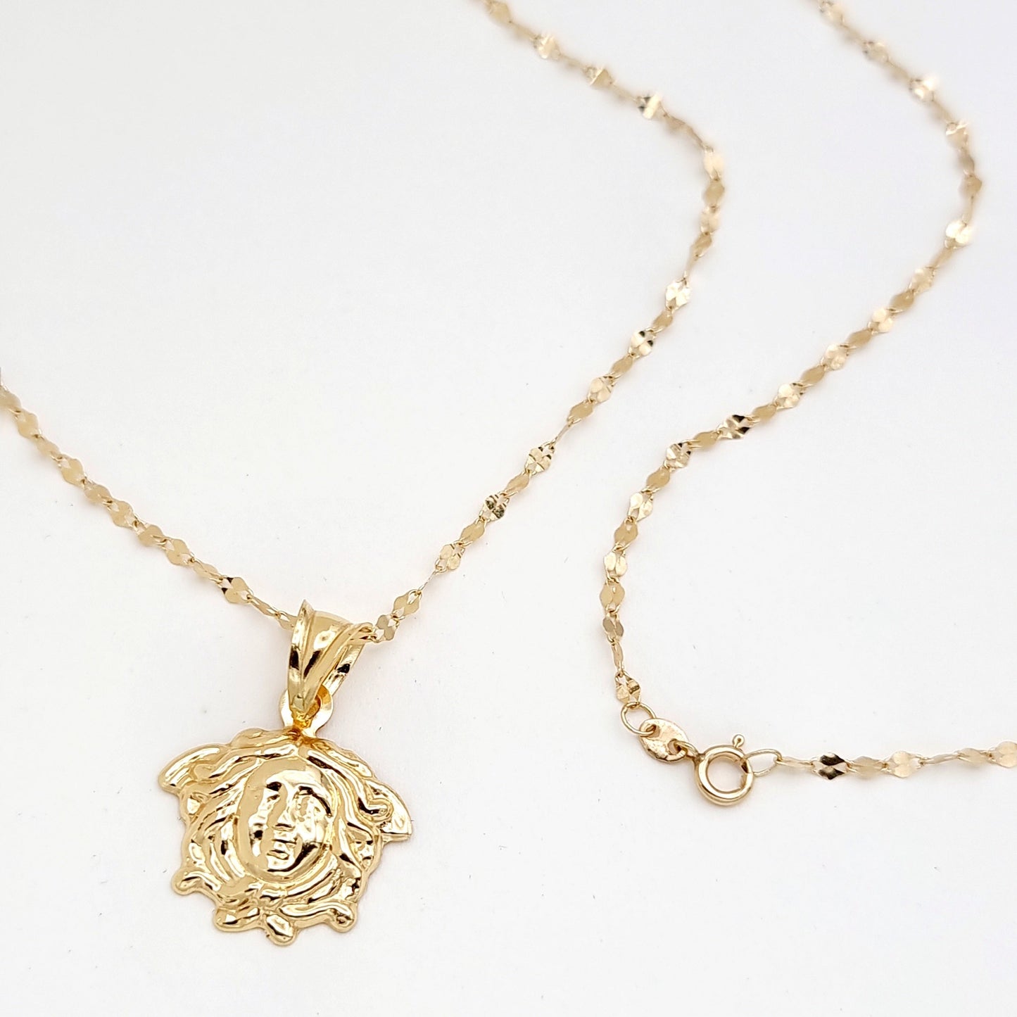 18K Pure Gold Elegant Face Necklace