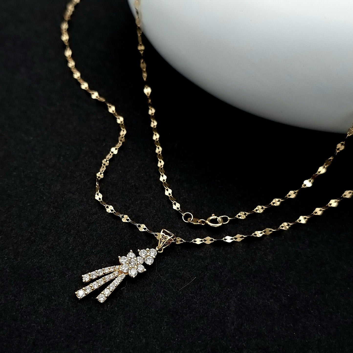 18K Pure Gold Stone Necklace