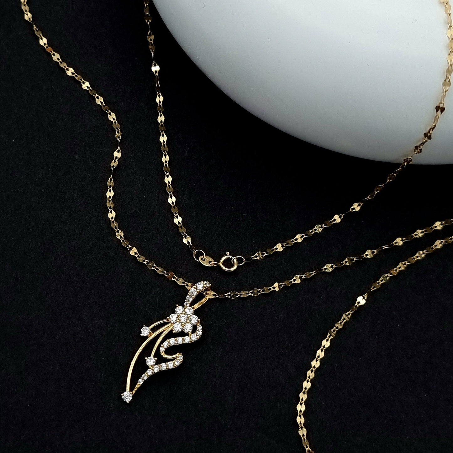 18K Pure Gold Stone Necklace