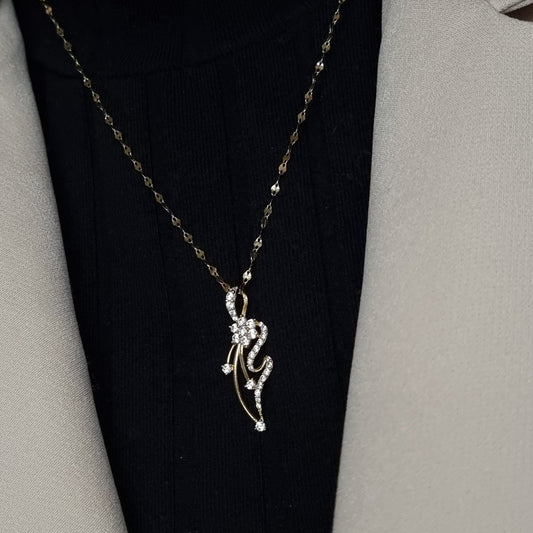 18K Pure Gold Stone Necklace